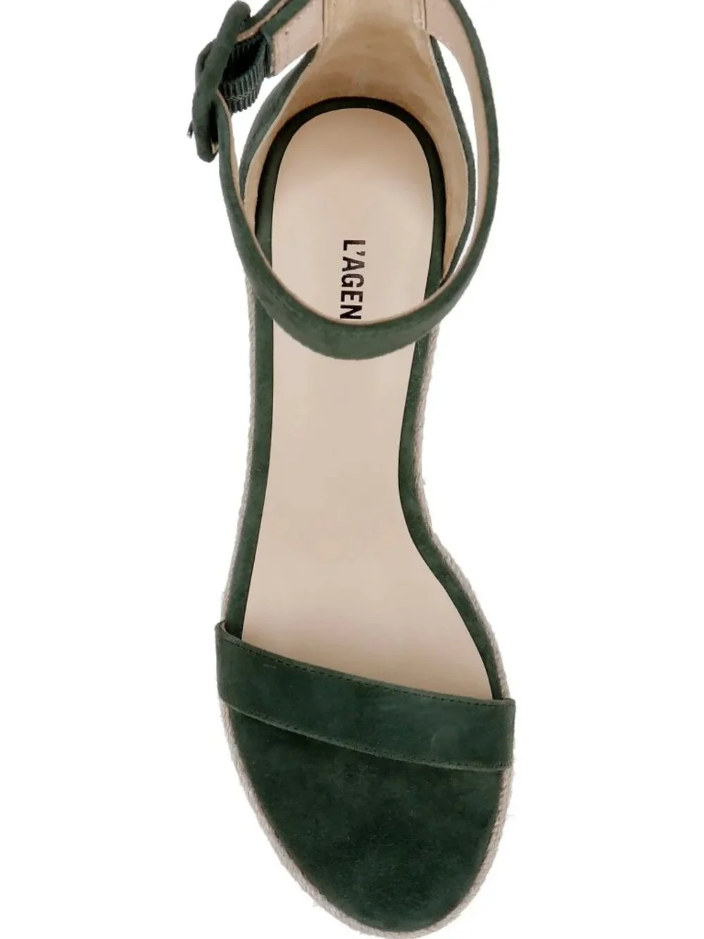 L'AGENCE Avice Green Suede Espadrille Wedge Platform Sandal 7.5